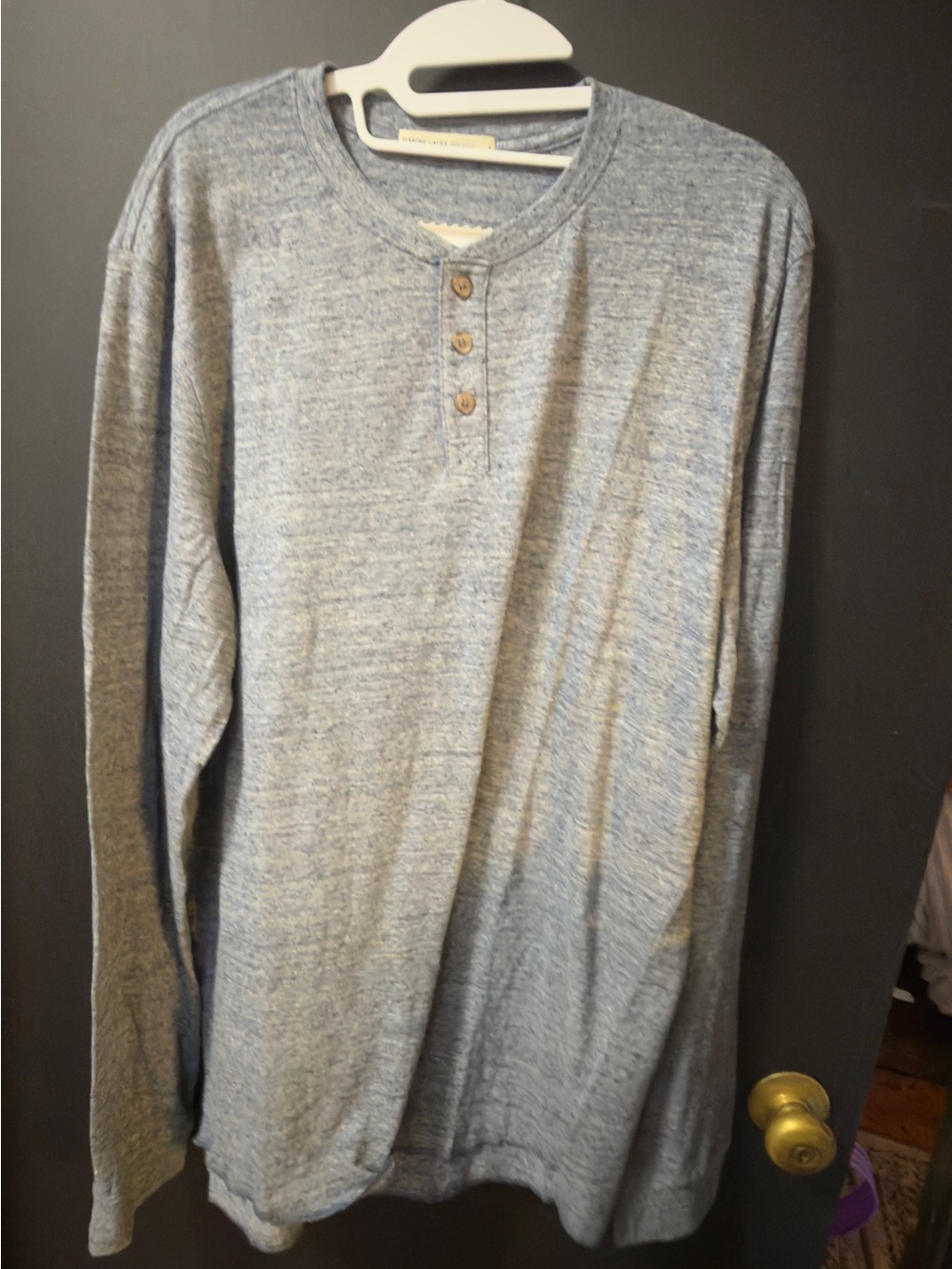 Marine Layer- ReSpun Heather Blue Long-Sleeve Henley NWOT